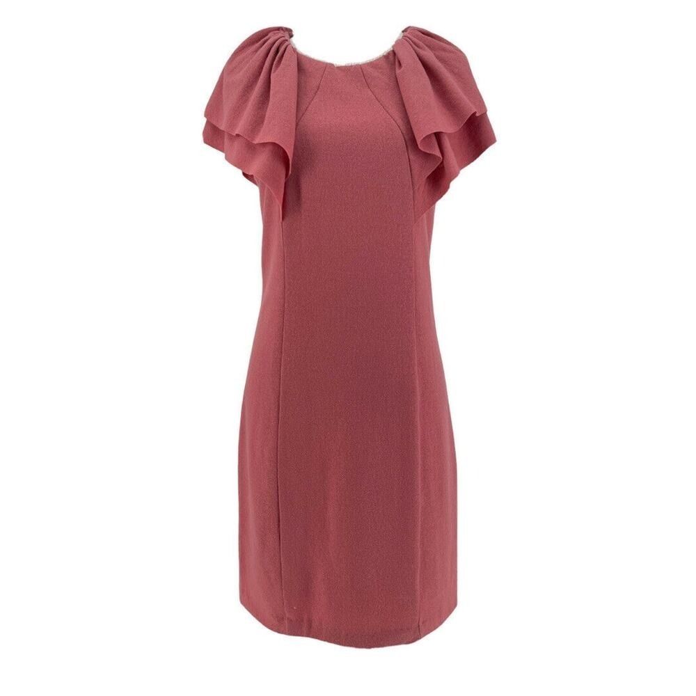 Patrizia Pepe Women's Wool Pink Flutter Sleeve Knee Length Dress Size 1 (Medium)